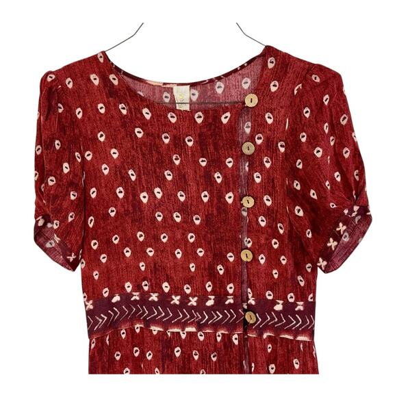 JEN’S PIRATE BOOTY Purple Honey Buttondown Midi Dress Boho Aztec Dress Size S - Picture 4 of 15